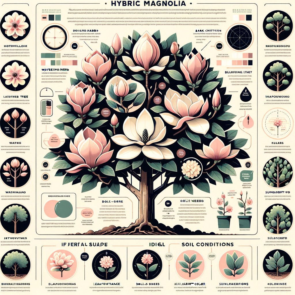 Comprehensive infographic illustrating Hybrid Magnolia Tree varieties, features, and care tips for Identifying Magnolia Trees, part of a professional Hybrid Magnolia Tree Identification Guide.