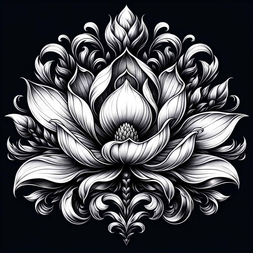 Intricate magnolia flower tattoo design showcasing magnolia tattoo symbolism and meaning, a perfect inspiration for floral tattoo ideas and magnolia tattoo designs.
